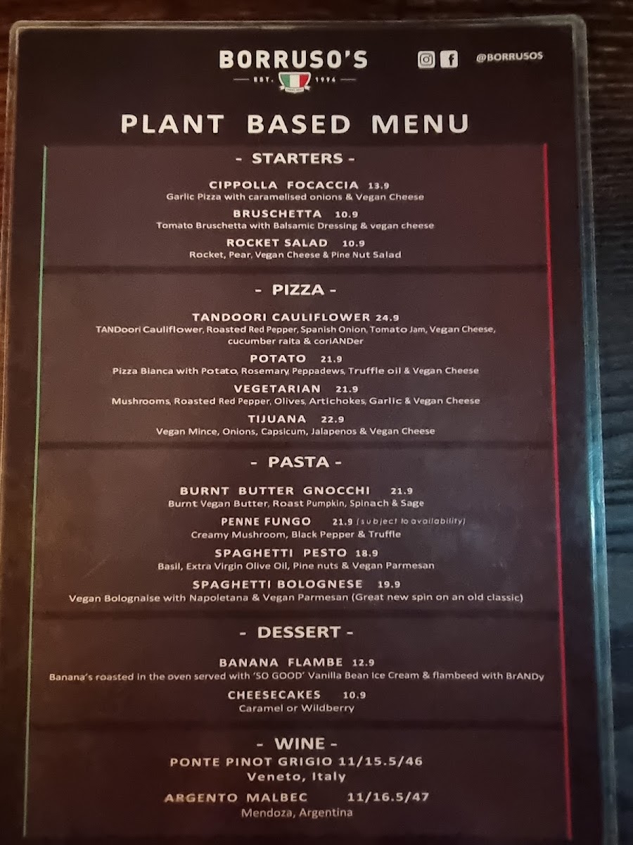 Menu Borruso's Crows Nest-5
