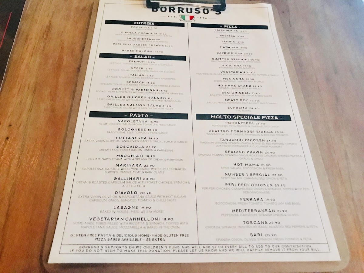 Menu Borruso's Crows Nest-7