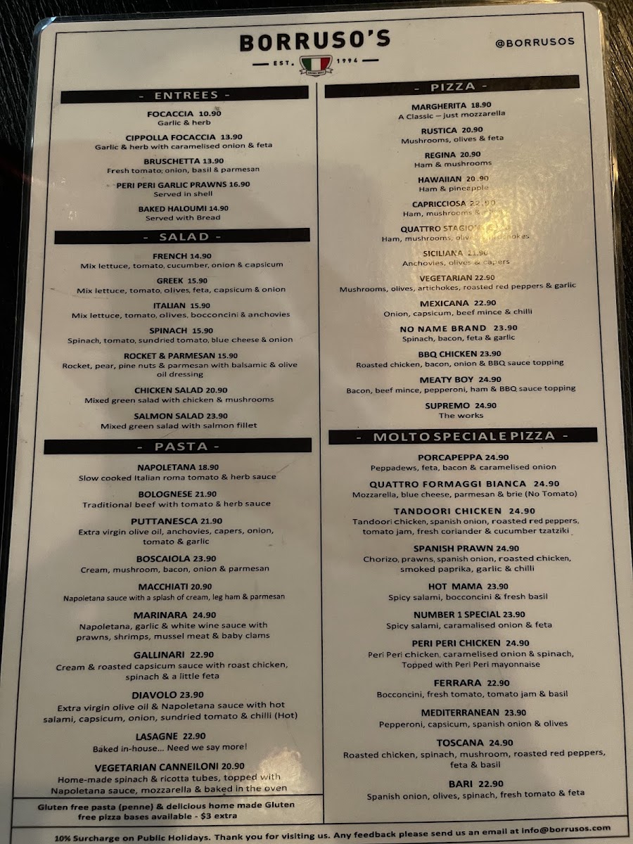 Menu Borruso's Crows Nest-8